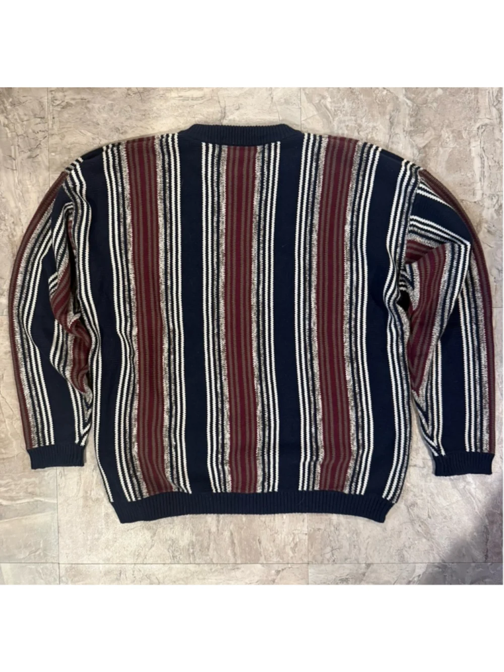 VTG John Ashford Mens Multicolor Sweater Cotton Knit Stripe Pullover Golf Sz XL